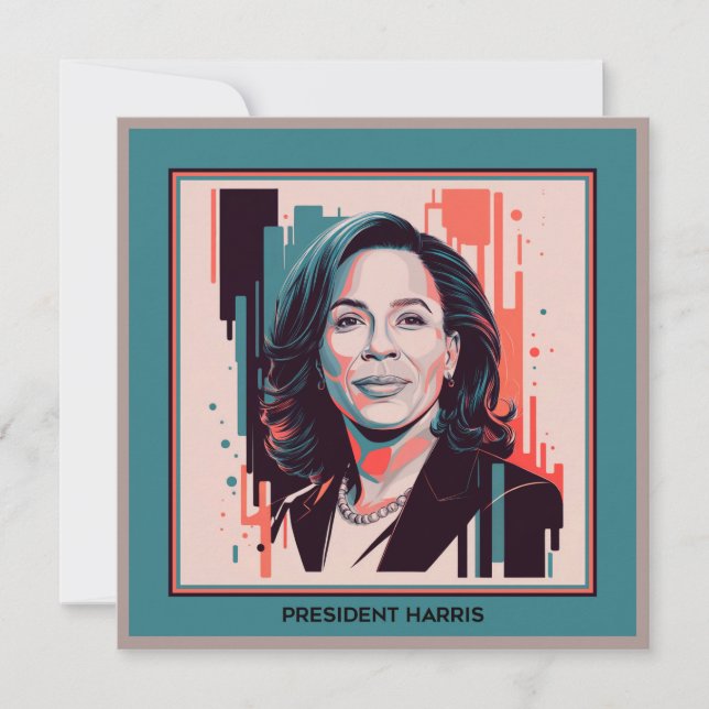 Carte De Correspondance Peinture moderne du président Kamala Harris (Devant)