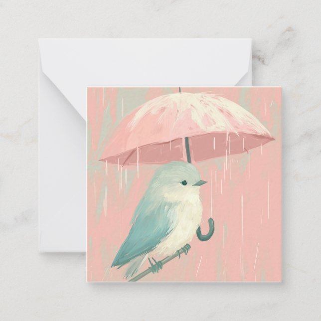 Carte De Correspondance Pen Pal Pals : Oiseaux Pluies Salutation (Devant)