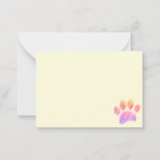 Carte De Correspondance Pencil Sketched Colorful Dog Paw Digital Art Cream