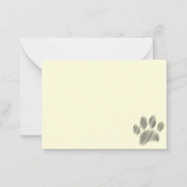 Carte De Correspondance Pencil Sketched Dog Paw Digital Art Cream (Devant)