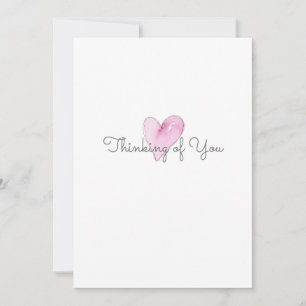 Carte De Correspondance Pensée pour Vous Cœur Rose Aquarelle Artisanale