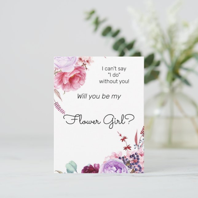 Carte De Correspondance Peonies Be My Flower Girl Proposition (Debout devant)