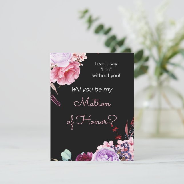 Carte De Correspondance Peonies Be My Matron of Honor Proposition (Debout devant)