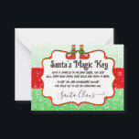 Carte De Correspondance Père Noël clé magique Noeud de Noël pour enfants<br><div class="desc">Mais maman, comment Père Noël arrive-t-il chez nous si nous n'avons pas de cheminée ? ? Laissez votre elfe de Noël livrer Père Noël Magic Key pour sauver la journée! Personnalisez ces jolies créations d'elfes de Noël assorties pour vos enfants. Idéal Noël stationnaire dans Green Parties scintillant Design. Modèle pour...</div>