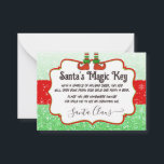 Carte De Correspondance Père Noël clé magique Noeud de Noël pour enfants<br><div class="desc">Mais maman, comment Père Noël arrive-t-il chez nous si nous n'avons pas de cheminée ? ? Laissez votre elfe de Noël livrer Père Noël Magic Key pour sauver la journée! Personnalisez ces jolies créations d'elfes de Noël assorties pour vos enfants. Idéal Noël stationnaire dans Green Parties scintillant Design. Modèle pour...</div>