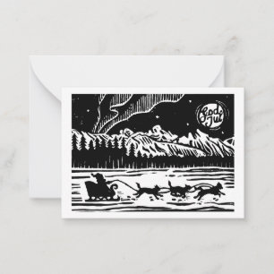 Carte De Correspondance Père Noël de Noël avec traîneau de chien dans l'Ar