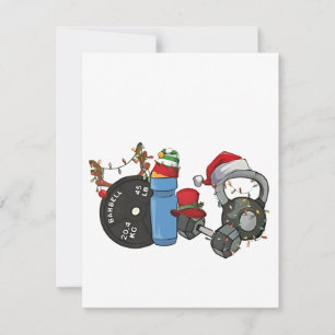 Carte De Correspondance Père Noël drôle haltères musculation gym Noël