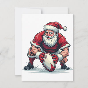 Carte De Correspondance Père Noël Jouant au Football Fantastique Joueur de