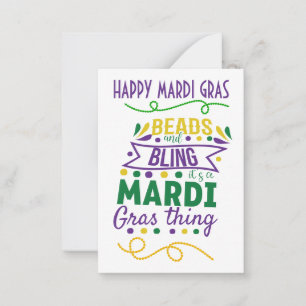 Carte De Correspondance Perles Et Paillettes C'est Un Truc De Mardi Gras C