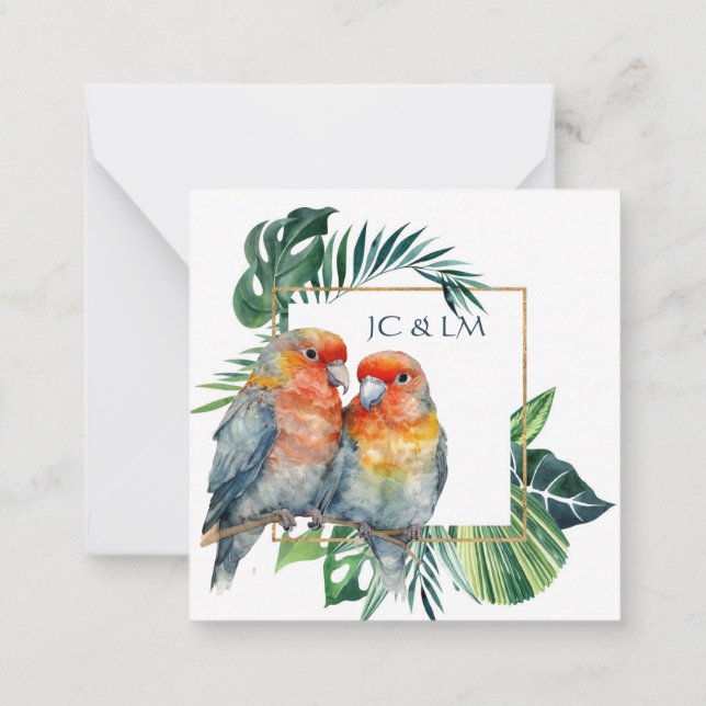 Carte De Correspondance Perroquet Lovebirds Nature tropicale RSVP (Dos)