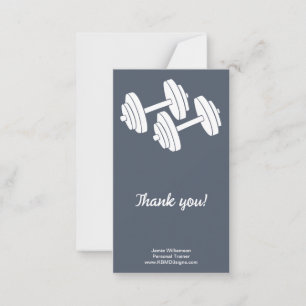 Carte De Correspondance Personal Trainer Dumbbell Portrait Merci