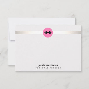 Carte De Correspondance Personal Trainer Pink Dumbbell Logo Fitness