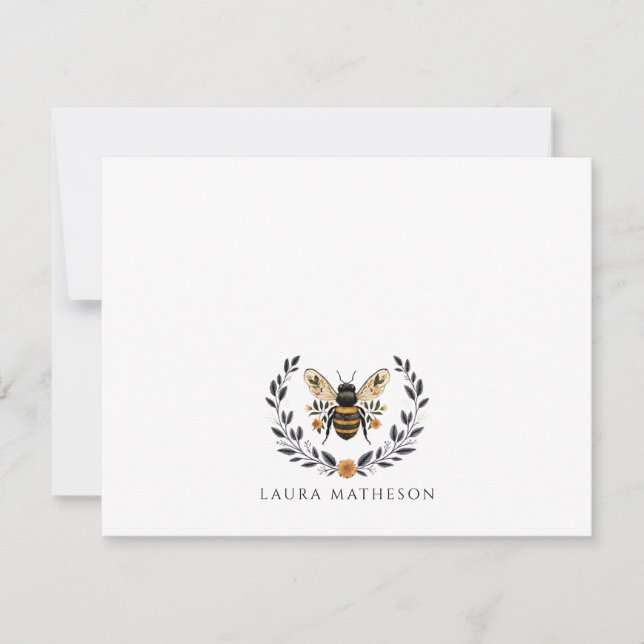 Carte De Correspondance Personalized Floral Bee Laurel (Devant)