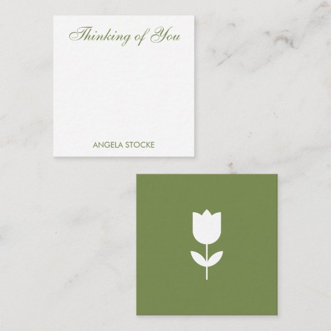 Carte De Correspondance Personalized Green White Flower (Devant / Derrière)