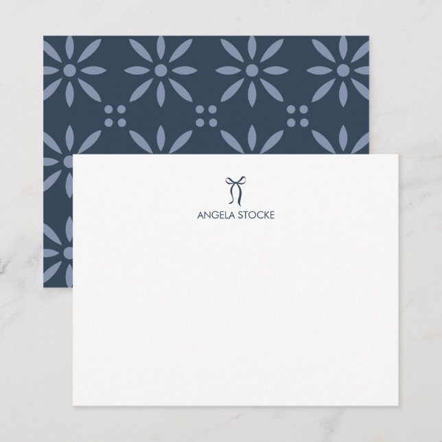 Carte De Correspondance Personalized Name Blue Bow (Devant / Derrière)