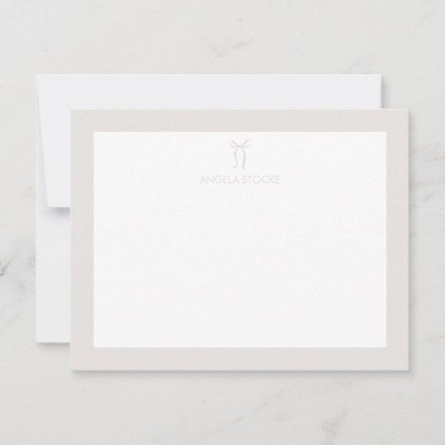 Carte De Correspondance Personalized Name Neutral Bow (Devant)