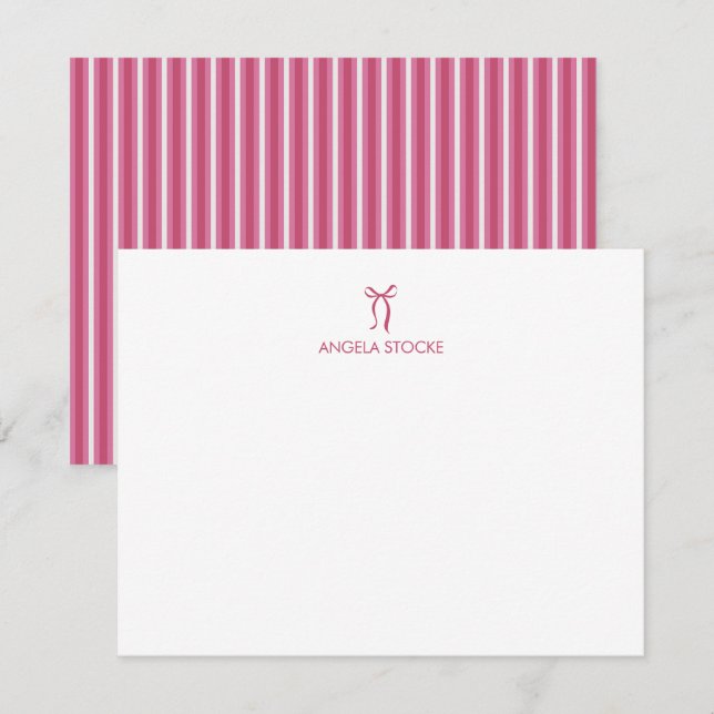 Carte De Correspondance Personalized Name Pink Bow (Devant / Derrière)