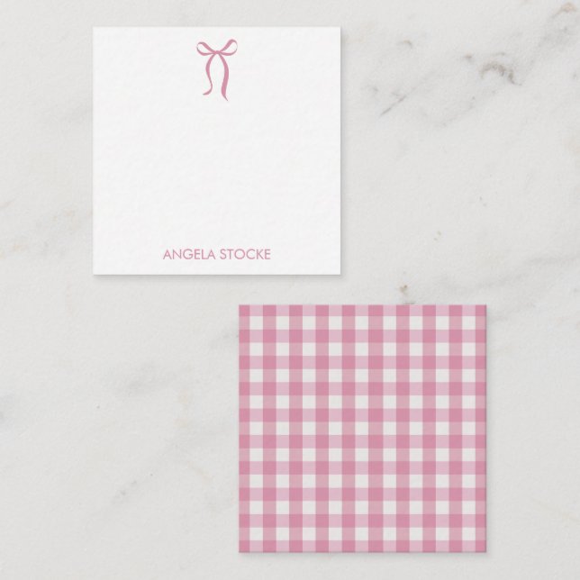 Carte De Correspondance Personalized Name Pink Bow (Devant / Derrière)