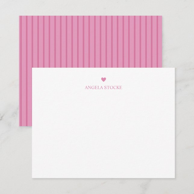 Carte De Correspondance Personalized Name Pink Heart (Devant / Derrière)