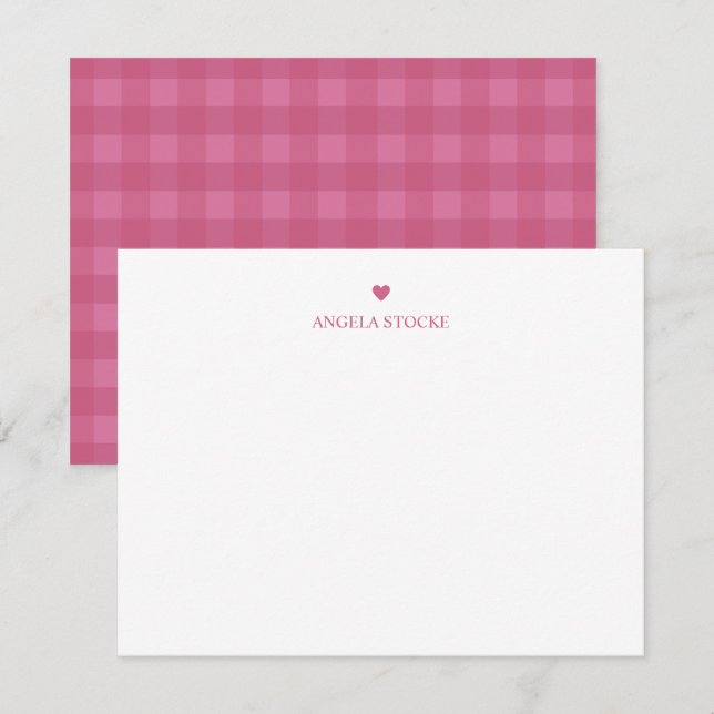 Carte De Correspondance Personalized Name Pink Heart Note Card (Devant / Derrière)