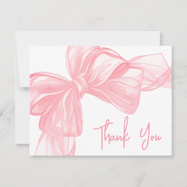 Carte De Correspondance Personalized Pink Bow Thank You Note Card (Devant)