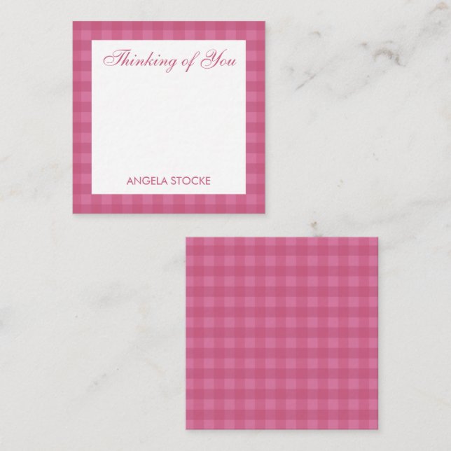 Carte De Correspondance Personalized Pink Gingham (Devant / Derrière)