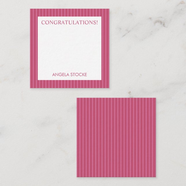Carte De Correspondance Personalized Pink Stripe (Devant / Derrière)