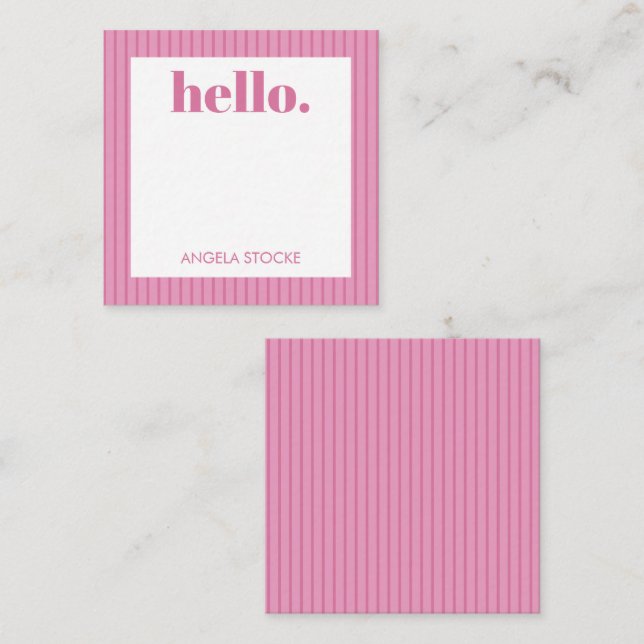 Carte De Correspondance Personalized Pink Stripe (Devant / Derrière)