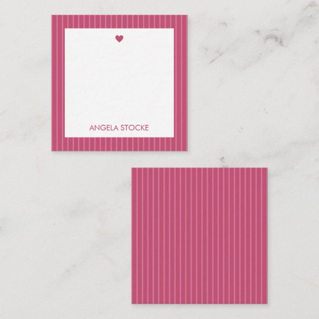 Carte De Correspondance Personalized Pink Stripe (Devant / Derrière)