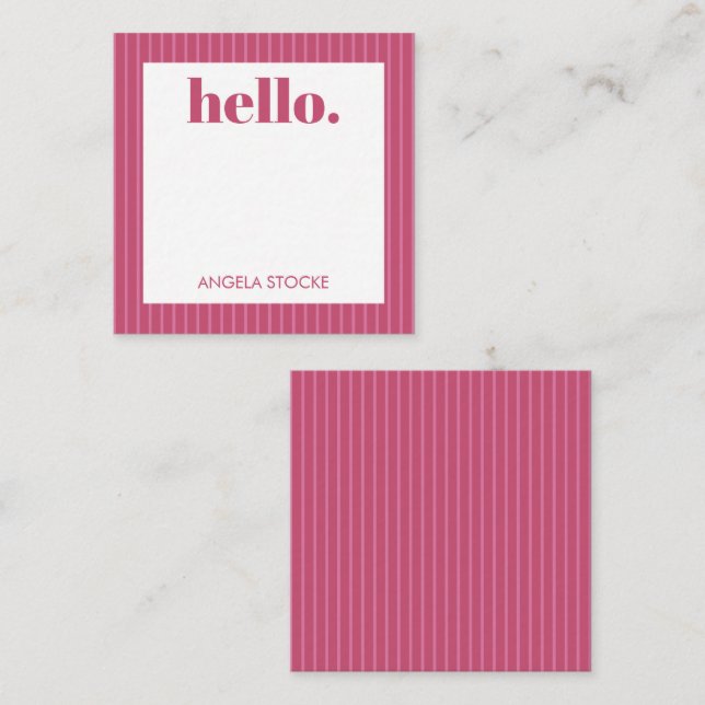 Carte De Correspondance Personalized Pink Stripe (Devant / Derrière)