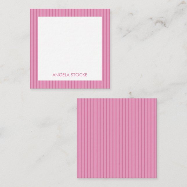 Carte De Correspondance Personalized Pink Stripe Enclosure (Devant / Derrière)