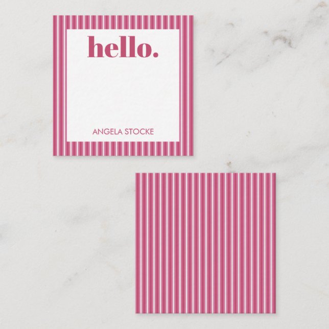 Carte De Correspondance Personalized Pink White Stripe (Devant / Derrière)