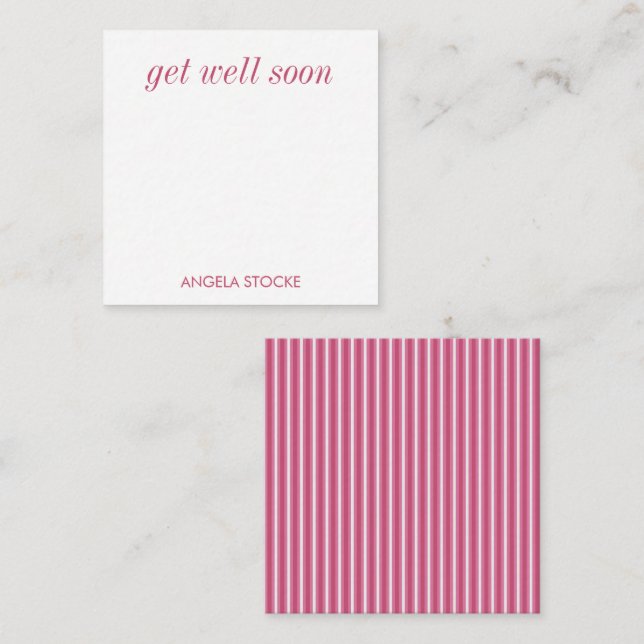 Carte De Correspondance Personalized Pink White Stripe (Devant / Derrière)