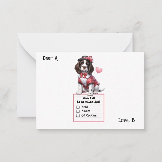 Carte De Correspondance Personnalisable Anglais Springer Spaniel Valentine (Devant)