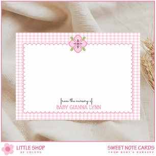 Carte De Correspondance Personnalisable Pink En vichy Baby Girl Nursery Me