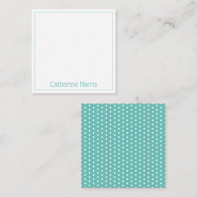 Carte De Correspondance Personnalisé Light Teal et points blancs (Devant / Derrière)