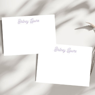 Carte De Correspondance Personnalisé Monogramme Nom Lavande Violet Chic