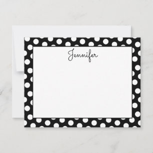 Carte De Correspondance Personnalisé Noir et Blanc à pois