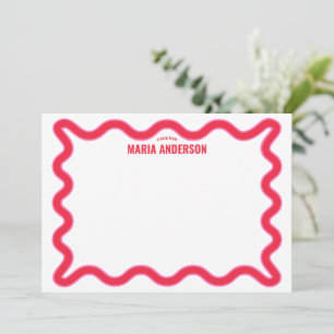 Carte De Correspondance Personnalisé rose et rouge Wavy