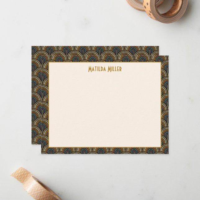 Carte de correspondance personnalisée Art Déco de  (Devant/Arrière en situation)