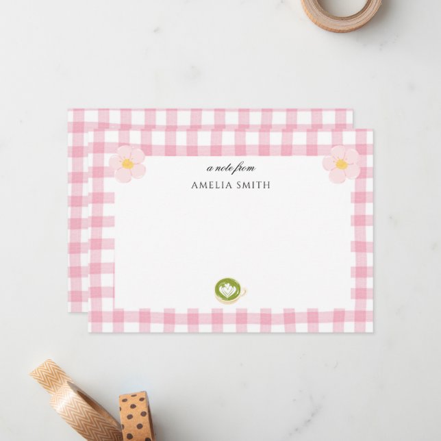 Carte de correspondance personnalisée chic rose à  (Devant/Arrière en situation)