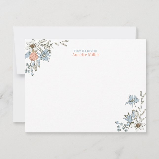 Carte de correspondance personnalisée florale boho (Devant)