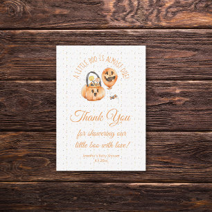 Carte De Correspondance petit boo, baby shower halloween merci orange