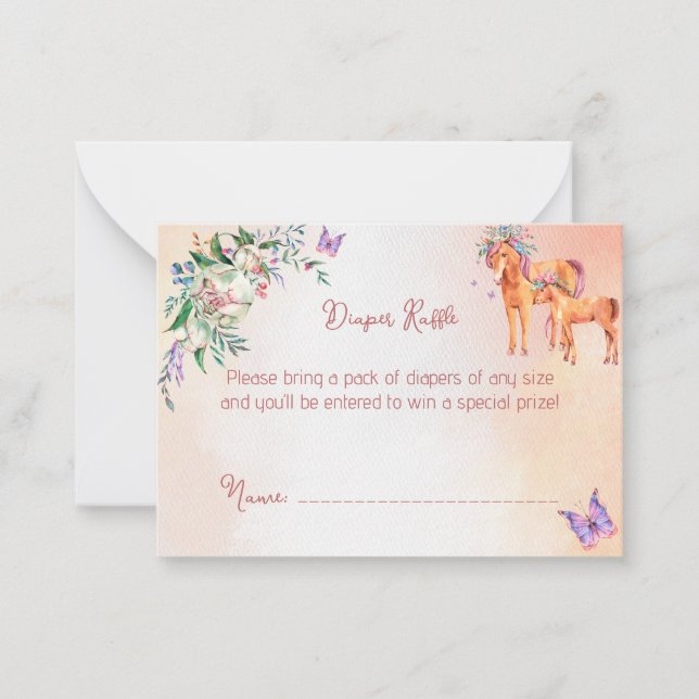 Carte De Correspondance Petit cheval rose pastel baby shower de couche tom (Devant)