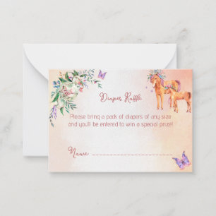Carte De Correspondance Petit cheval rose pastel baby shower de couche tom