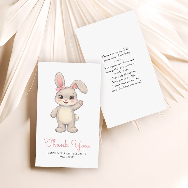Carte De Correspondance Petit Lapin fille Baby shower budget Merci (Créateur téléchargé)