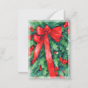Carte De Correspondance Petit Noël abordable avec houx et ruban