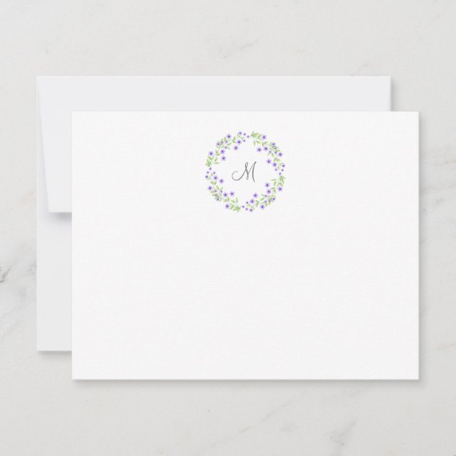 Carte De Correspondance Petite aquarelle violette fleurit couronne (Devant)