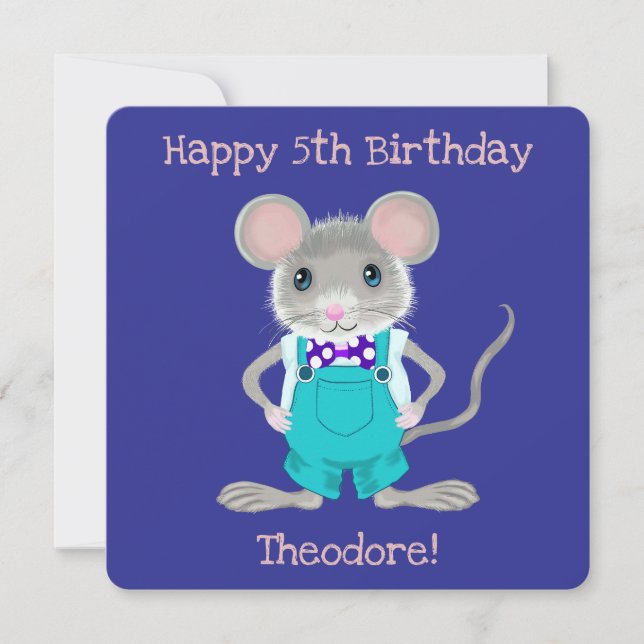 Carte De Correspondance Petite souris adorable et élégante coutume Anniver (Devant)