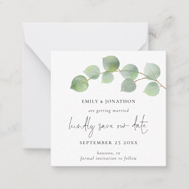 Carte De Correspondance PETITE TAILLE | Moderne Eucalyptus Script Enregist (Devant)